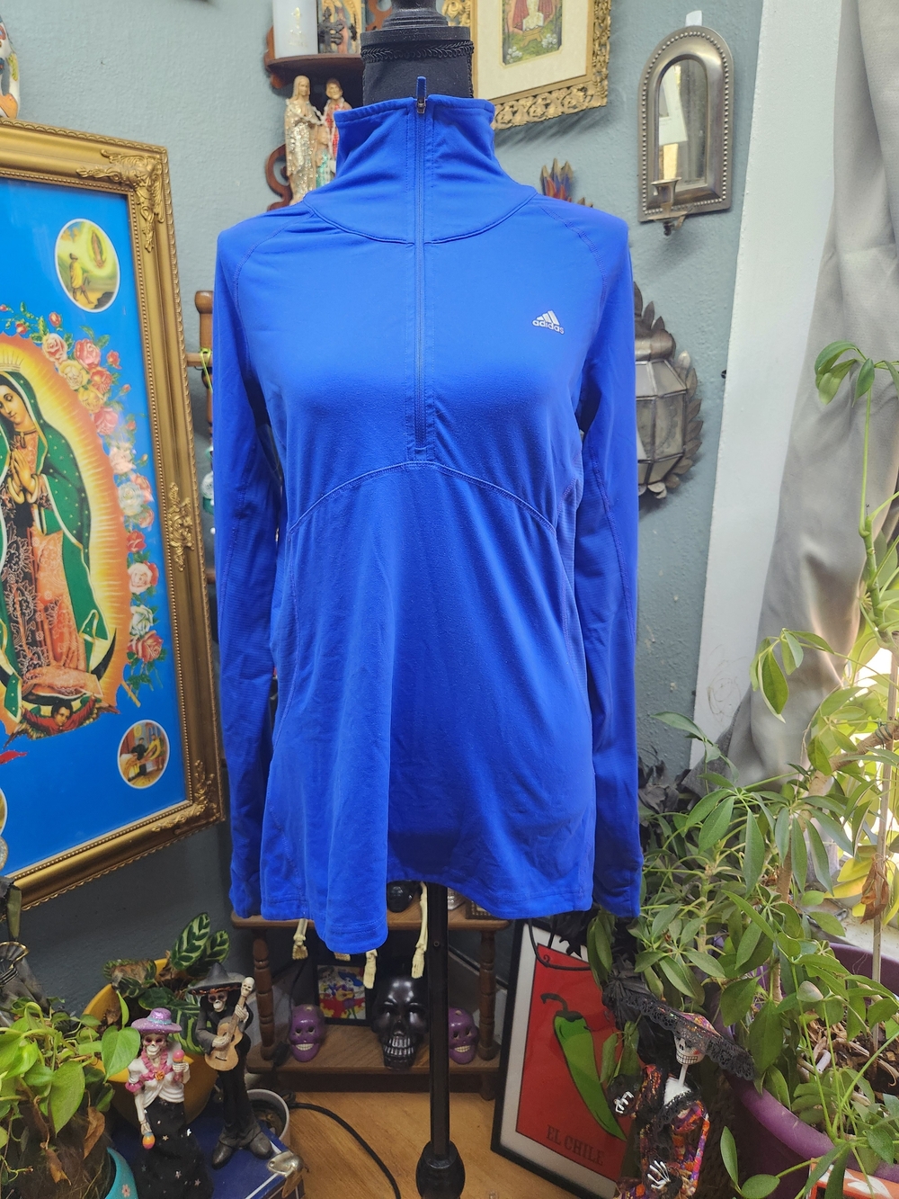 adidas Blue Long-Sleeve Half-Zip Performance Top